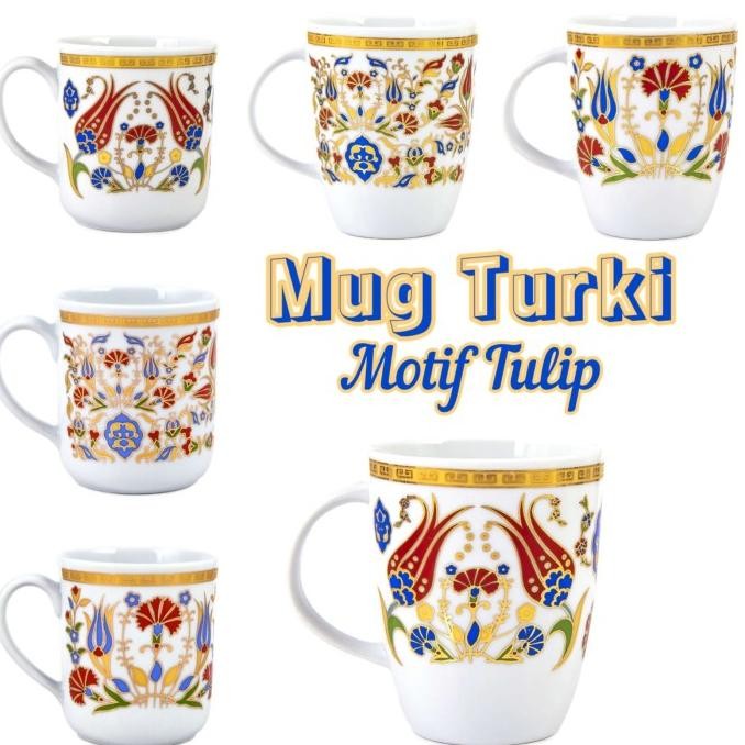 Sale Mug Turki Motif Tulip | Mug Impor Turki | Souvenir Turki