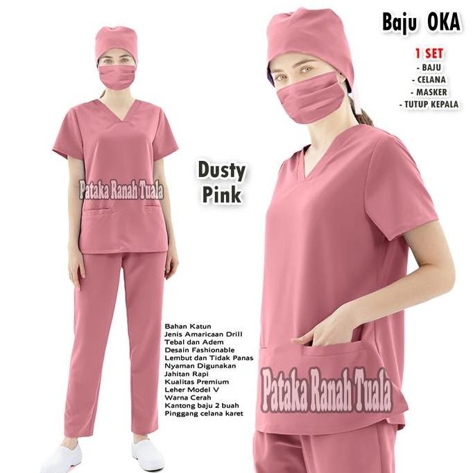 Baju Ok Medis - Lengan Pendek - Baju Perawat - Scrub Medis - Baju Oka Model Terbaru - Bahan Amreicn 