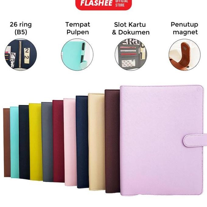 

Sale!! Flashee Notebook Agenda Stationery Binder Organizer B5 26 Ring Cover Isi Ulang Paper Sekolah Hitam