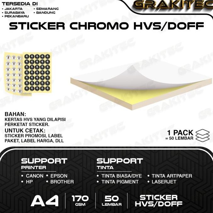 

TERLARIS - Sticker Chromo A4 Glossy & Doff HVS 50 / 100 / 500 Lembar / Stiker Label Kromo Glossy Mengkilap Laserjet Inkjet