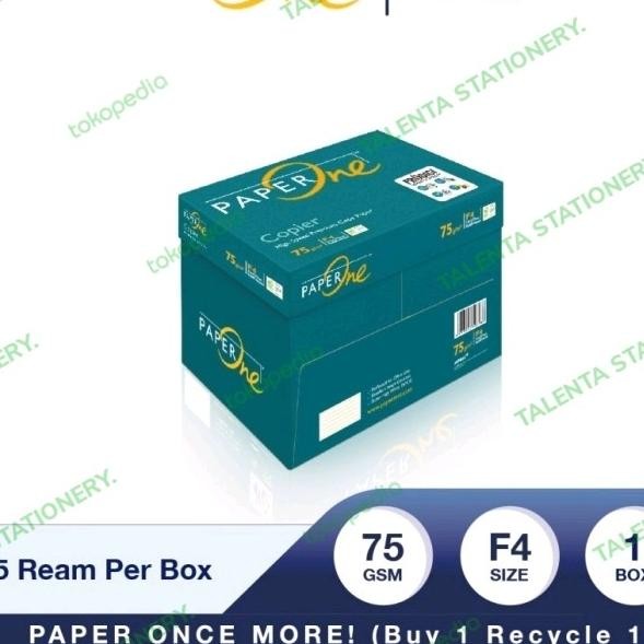 

PaperOne Kertas F4 75gr Copier 1 Box = 5 rim= (2500 lembar) Kertas HVS