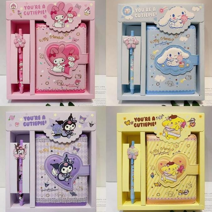 

Promo!! Notebook 2In 1 Buku Tulis Anak Magnet Buku Memo Dan Pen Kuromi Cinnamoroll Melody Hello Kitty