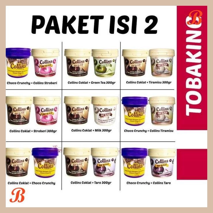 

| RMP | PAKET BUNDLING ISI 2 COLLINS DIP GLAZE 300 GR ALL VARIANT COKLAT CHOCO CRUNCHY STRAWBERRY TARO TIRAMISU