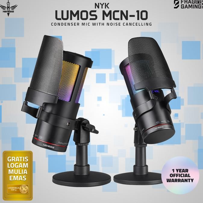 Nyk Nemesis Mic Condenser Rgb With Noise Cancelling Nemesis Lumos Mcn-10 | Mcn10 Microphone New Stok