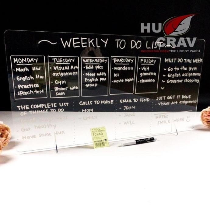 

Promo!! Papan Tulis Akrilik / Acrylic Note / Planner Board Glosir Akrilik