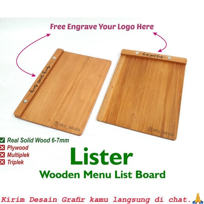 

Murah!! Free Grafir Wooden Menu Board A4 / Papan Menu Kayu Cafe Resto - Lister