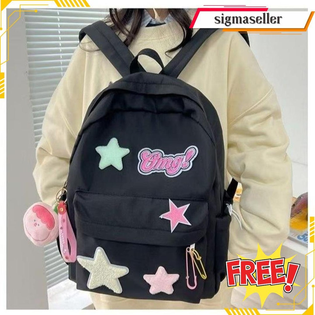 Buzzbag - Tas Ransel Korean Style Sekolah Tas Sekolah Kecil Wanita Korea Tas Aesthetic Korean Style 
