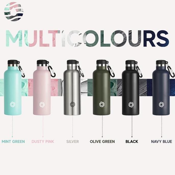 Fjbottle - Botol Minum Tumbler Olahraga Stainless Steel 750Ml Dengan Gantungan Free Tas Dan Sikat Bo