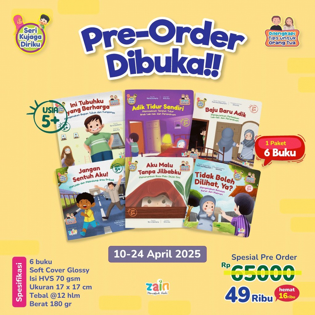 Foto Seri Kujaga Diriku ISI 6 BUKU Buku Pendidikan Seks Anak Sejak Dini Usia 5+ FULL COLOR Penerbit ZAIN