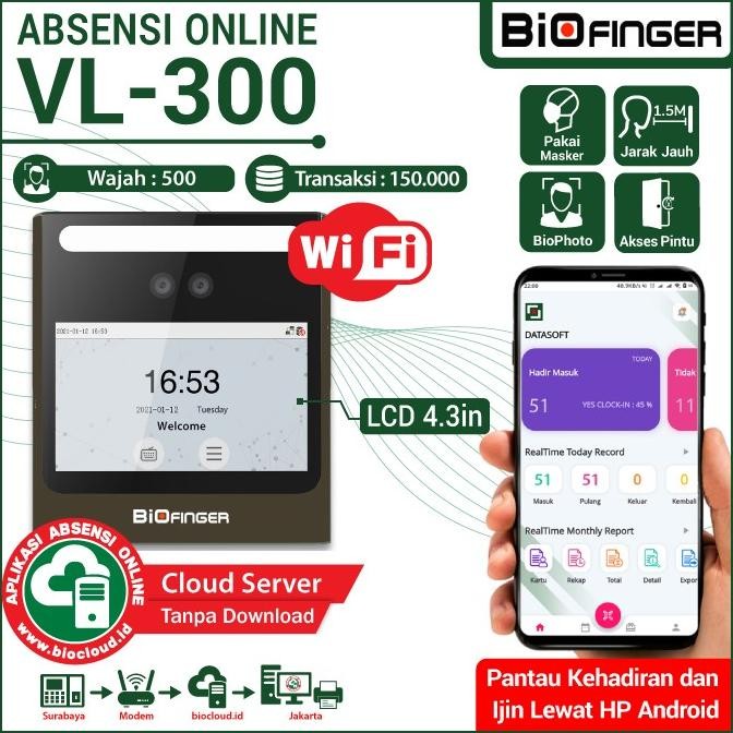 

TERBARU - Absensi OnLine Wajah BioFinger VL-300 USB WIFI LAN Cloud Android App
