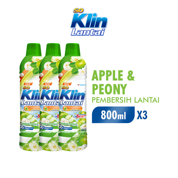 So Klin Pembersih Lantai Apple & Peony Botol 800ml x3