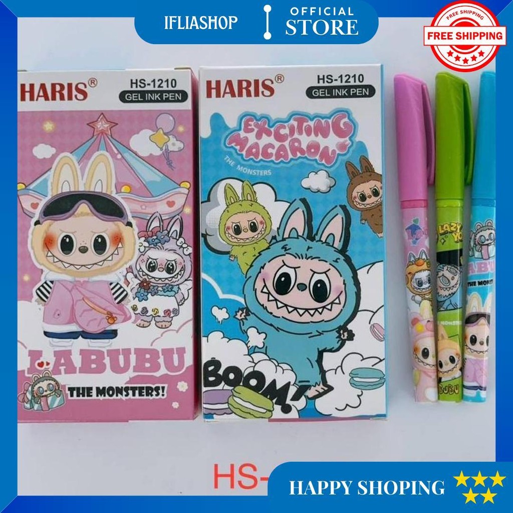

(12Pc) Pen Gel Motif Kuromi Sanrio Cinnamoroll Pena Ballpen Ipen Labubu D Terlaris