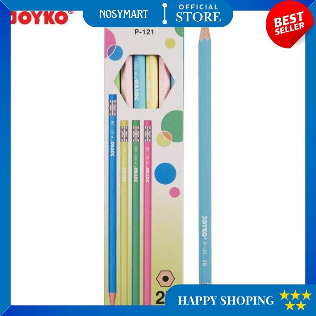 

Pensil Joyko P-121 2B 1 Box Isi 12 Pcs Warna Pastel Plus Penghapus - Lusinan- Shsnp D Terlaris