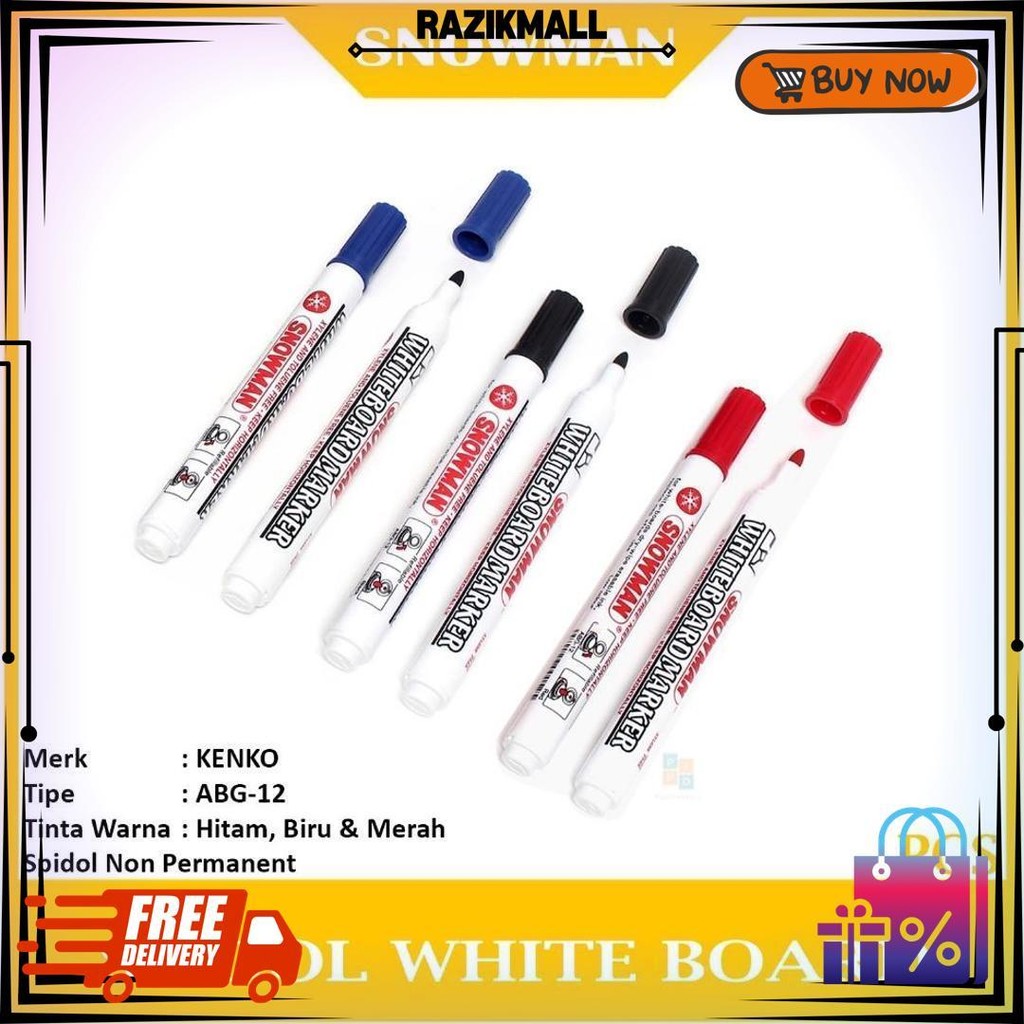 

Snowman - Spidol White Board Abg-12 Warna - Pcs D Gratis Ongkir
