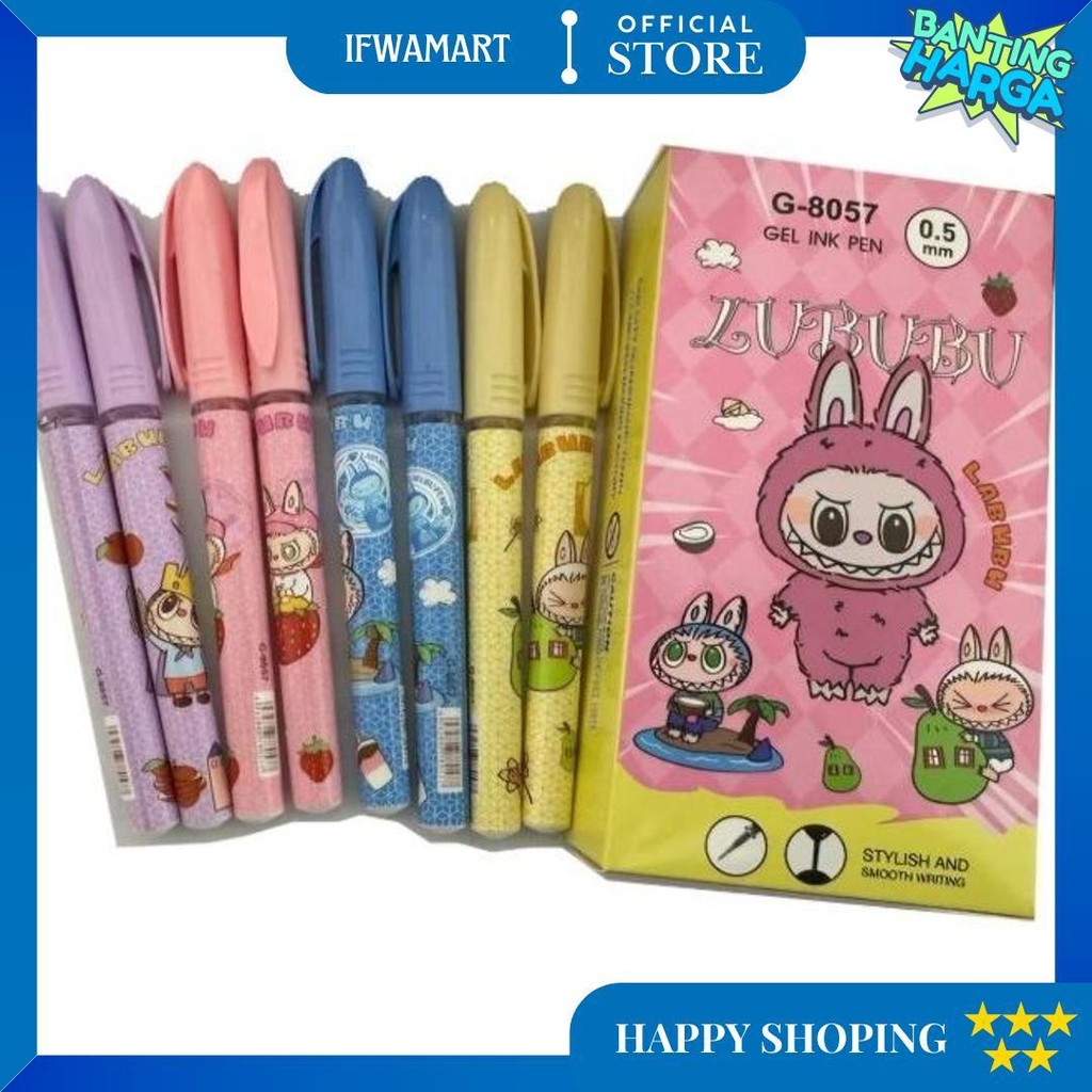 

(12Pcs) Pulpen Fancy Karakter Lucu / Pen Gel Motif Cewe Cowo D Promo Puncak