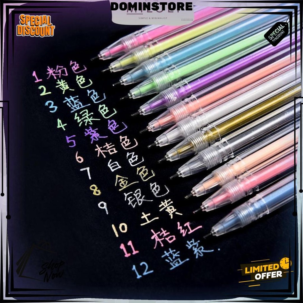 

[Miloli] 12 Pcs Coloring Pen Pulpen Warna - D0007 D Promo Puncak