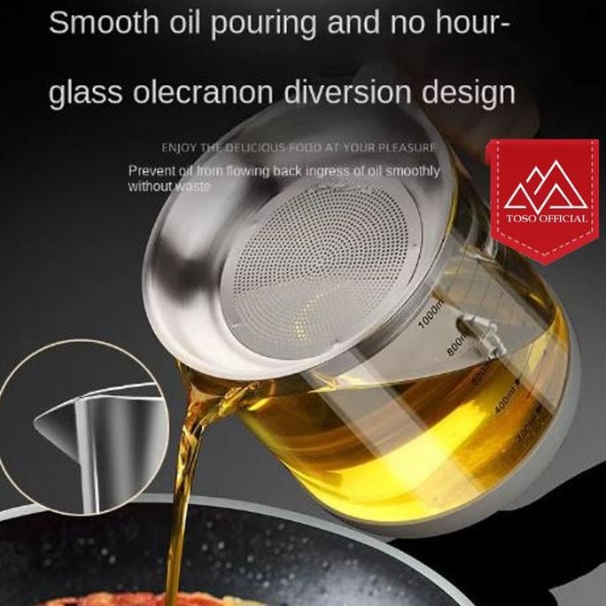 JUAL Oil Pot Kaca Borosilikat Tempat Saringan Minyak Penyaring Minyak Goreng Kaca Tahan Panas