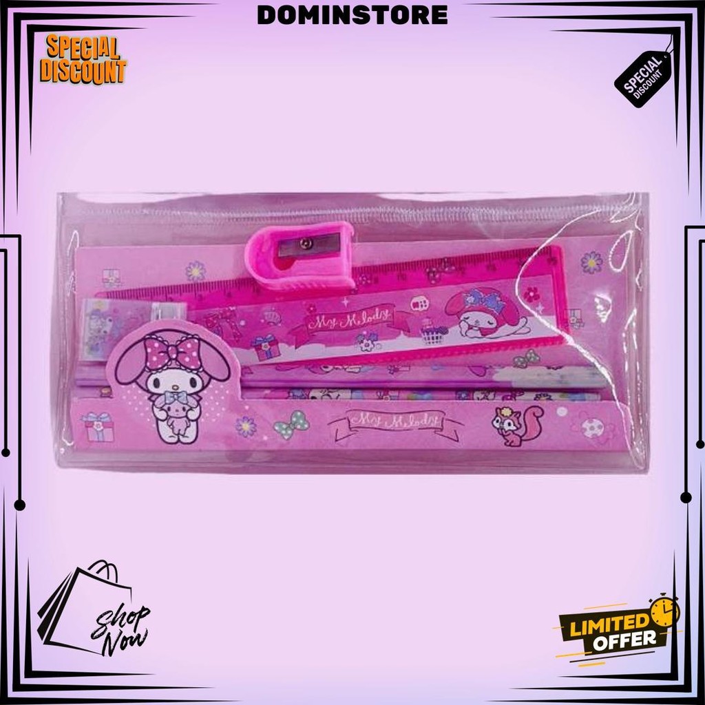 

Set Alat Tulis Sekolah Karakter Motif Sanrio 5 In 1 Lucu Cute Stationery Free Pouch Kuromi Melody Cinamoroll Pensil Penggaris Penghapus Rautan D Sale