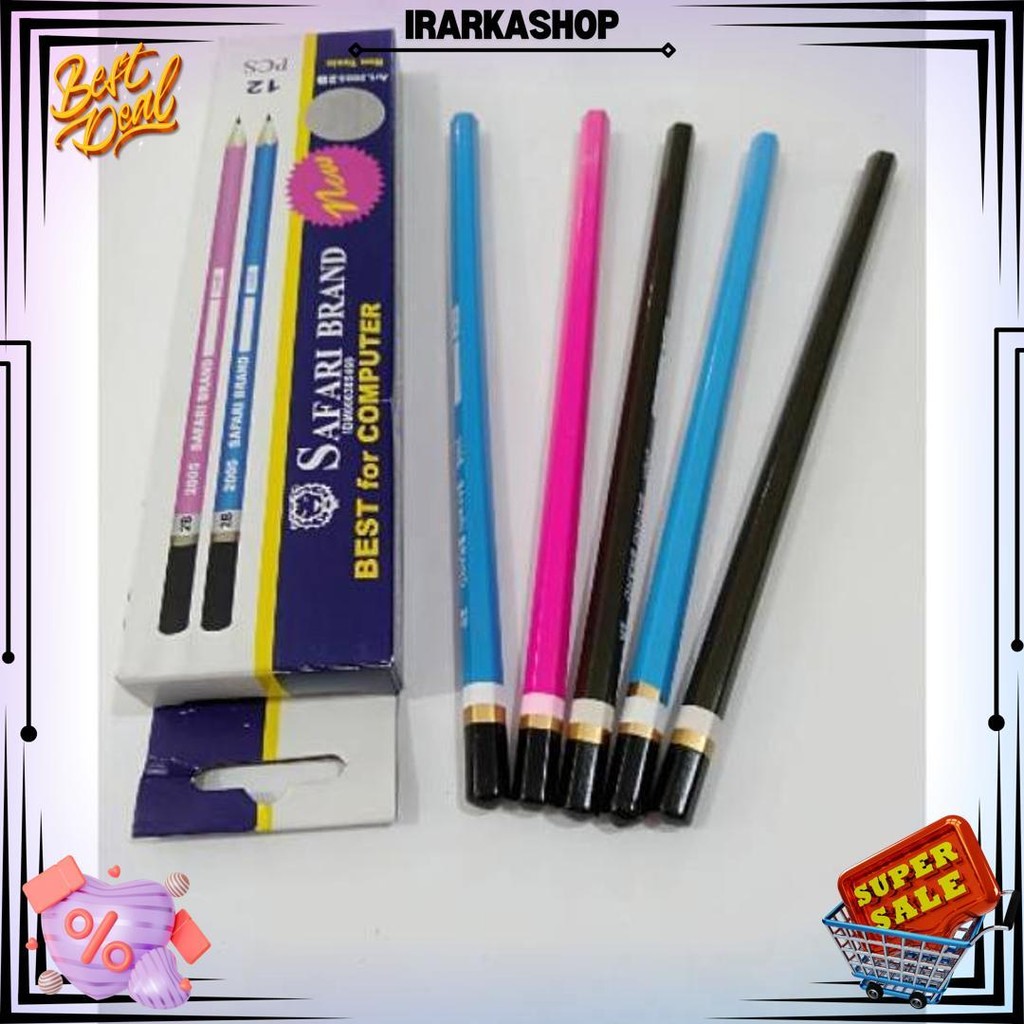 

12Pcs - Pensil Safari 2B 3 Warna D Best Seller