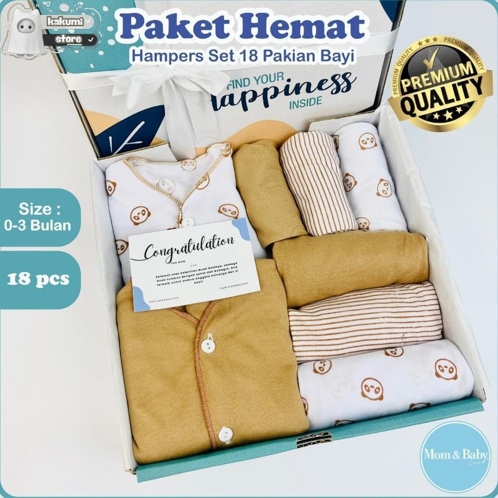 [ Free Paper Bag ] Hampers Bayi Set 18 Pcs Baju Bayi Kado Lahiran Anak Perempuan Laki Laki Parcel Ne