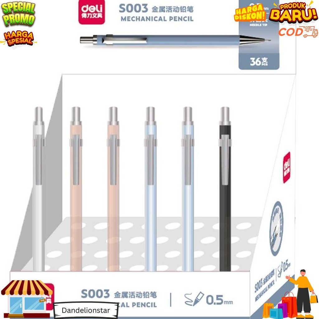 

Deli Metal Mechanical Pencil / Pensil Mekanik Besi 0.5Mm Nyaman Digenggam S003 D Promo 4.4