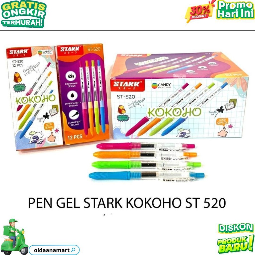 

Pulpen Gel Stark Kokoho Sweet Gel Pen 0.5Mm Tinta Hitam Isi 12 Pcs D Sale