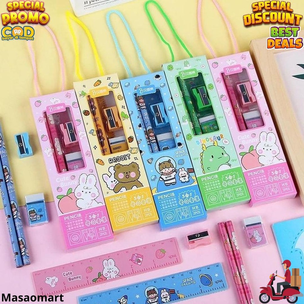 

Stationery Set 5 In 1 / Paket Alat Tulis Sekolah Anak D Promo Puncak