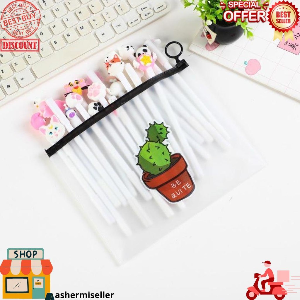 

Hl0078 Pena Karakter Set Pouch Isi 20 Pcs Tempat Pensil Transparan Zipper Bag D Gratis Ongkir