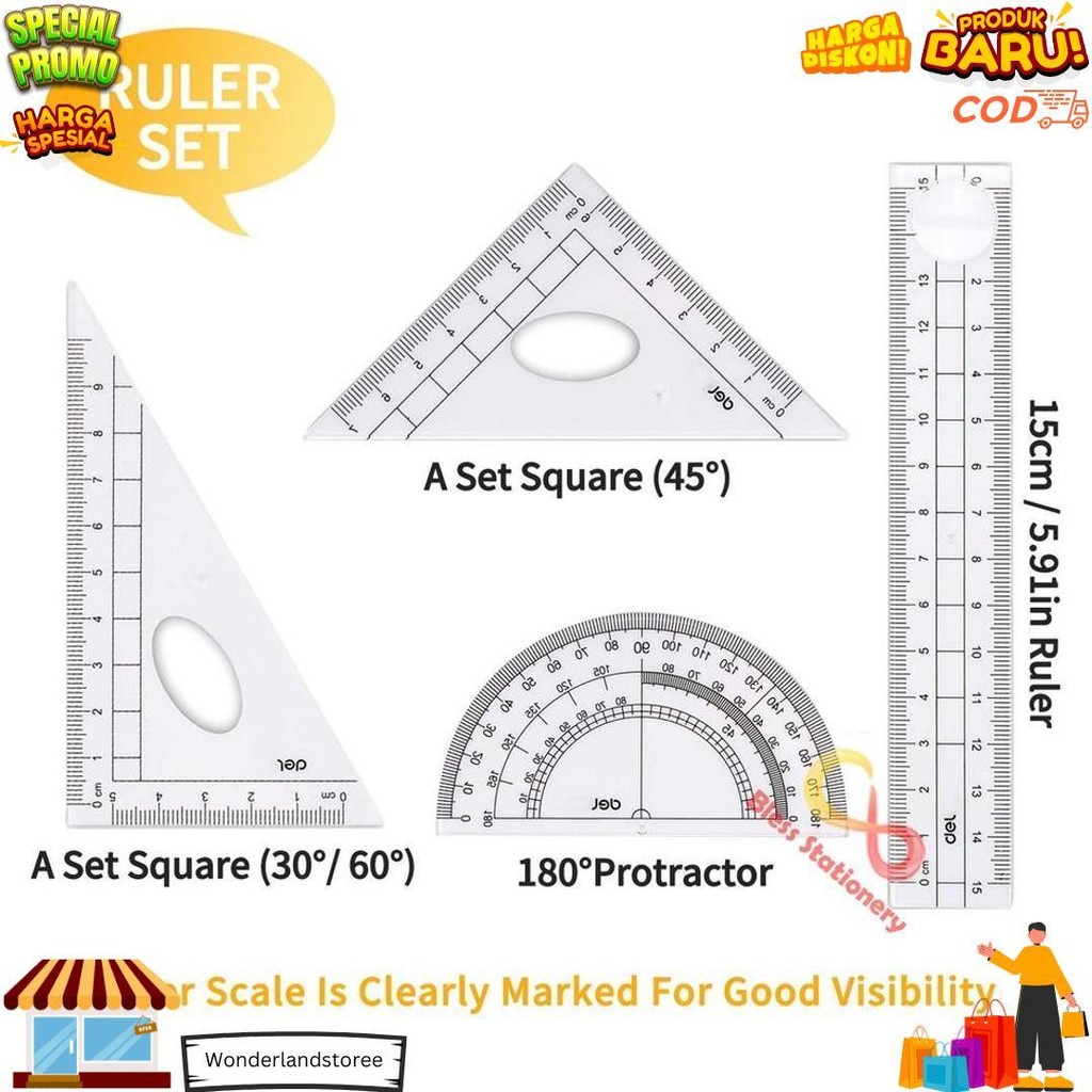 

Jangka Penggaris Busur Sekolah Deli Compass Drafting Set Square Ruler D Terlaris