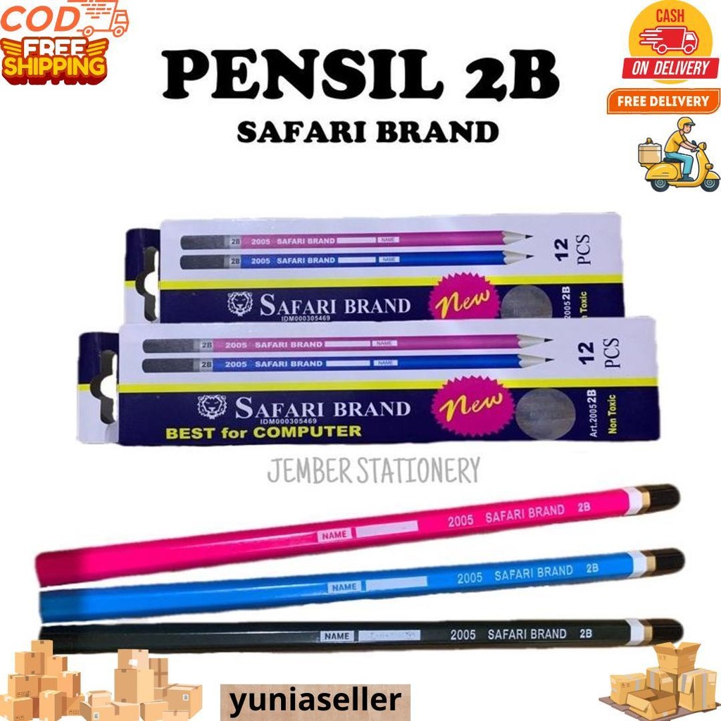 

(12 Pcs) Pensil Safari 2B | Pensil 2B Murah D Best Seller