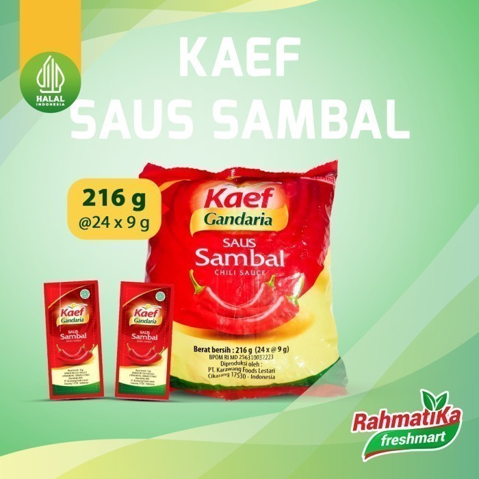 

KAEF GANDARIA Saus Sambal 216 gr (24x9 gr)
