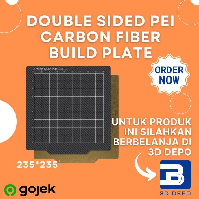 

HARGA DISC - Double Sided PEI Carbon Fiber Build Plate Surface Spring Steel 235*235