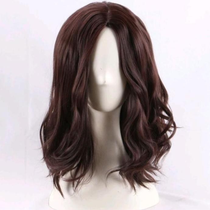 Grosir Ada Wig Pria Rambut Gondrong Bergelombang Belahan Tengah Permanen Warna Coklat Dan Hitam Gaya
