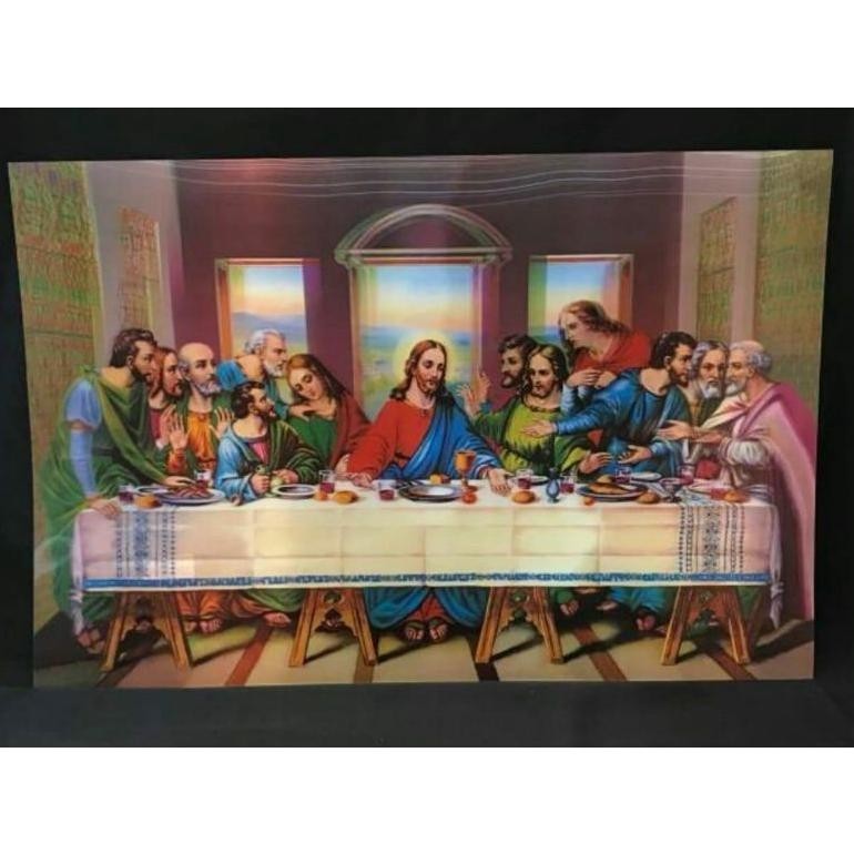 Jg-56 Gambar 3D Kristen Katolik Gambar Rohani Yesus Maria Perjamuan Kudus