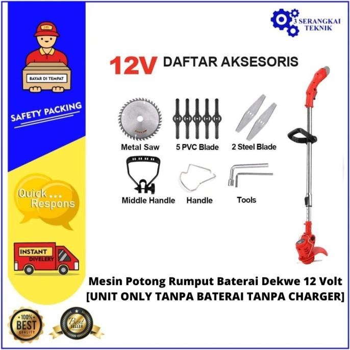 Promo [UNIT ONLY] Mesin Potong Rumput Baterai Brush Cutter 12Volt DEKWE COD