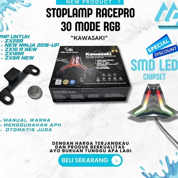 ready  STOPLAMP RACEPRO ZX25R NEW NINJA ZX4R ZX6R ZX10R MODEL RGB  MEMILIKI 30 MODE BISA OTOMATIS DA