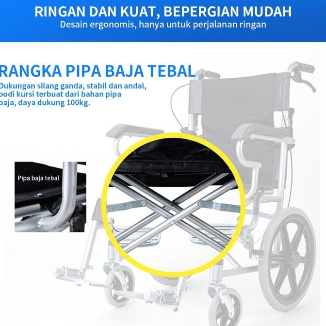 ready stock 20 Inci kursi roda lipat / kursi roda lansia / kursi roda traveling lipat / kursi roda m
