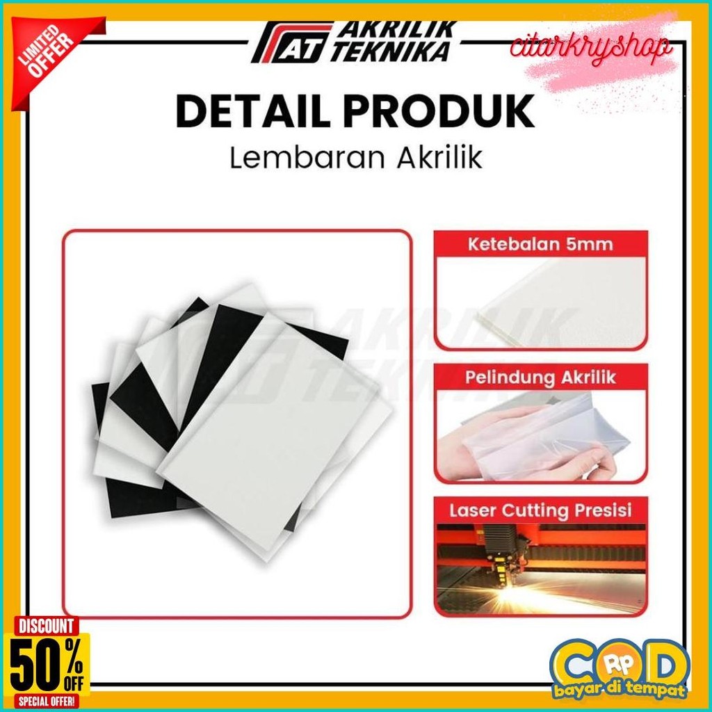 

Lembaran Akrilik A3 5Mm / Acrylic Sheet Clear / Akrilik Bening Hitam Putih Terlengkap Dan Termurah