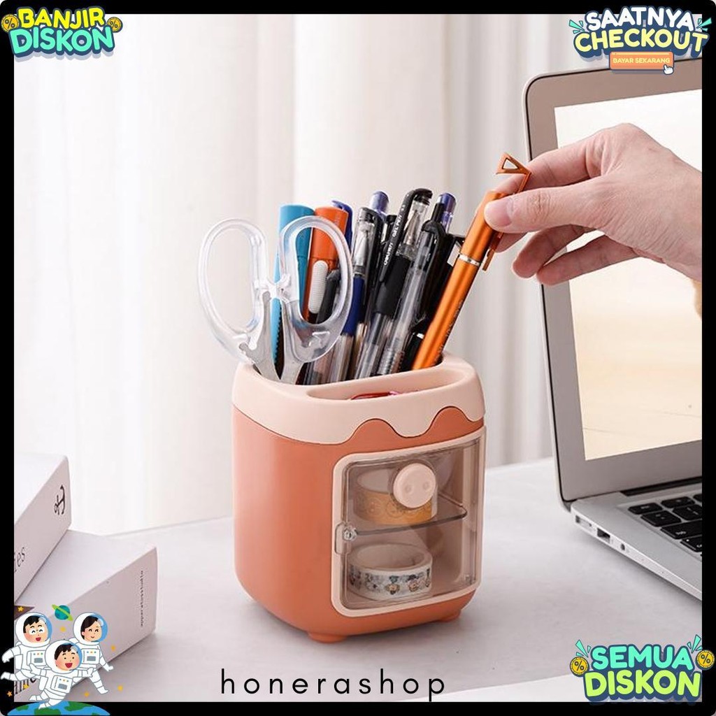 

Modis Multifungsi 2-Tier Laci Kotak Penyimpanan/Multifungsi Lucu Tempat Pena/Kantor Desktop Penyimpanan Pena Case St145 Diskon Setengah Harga