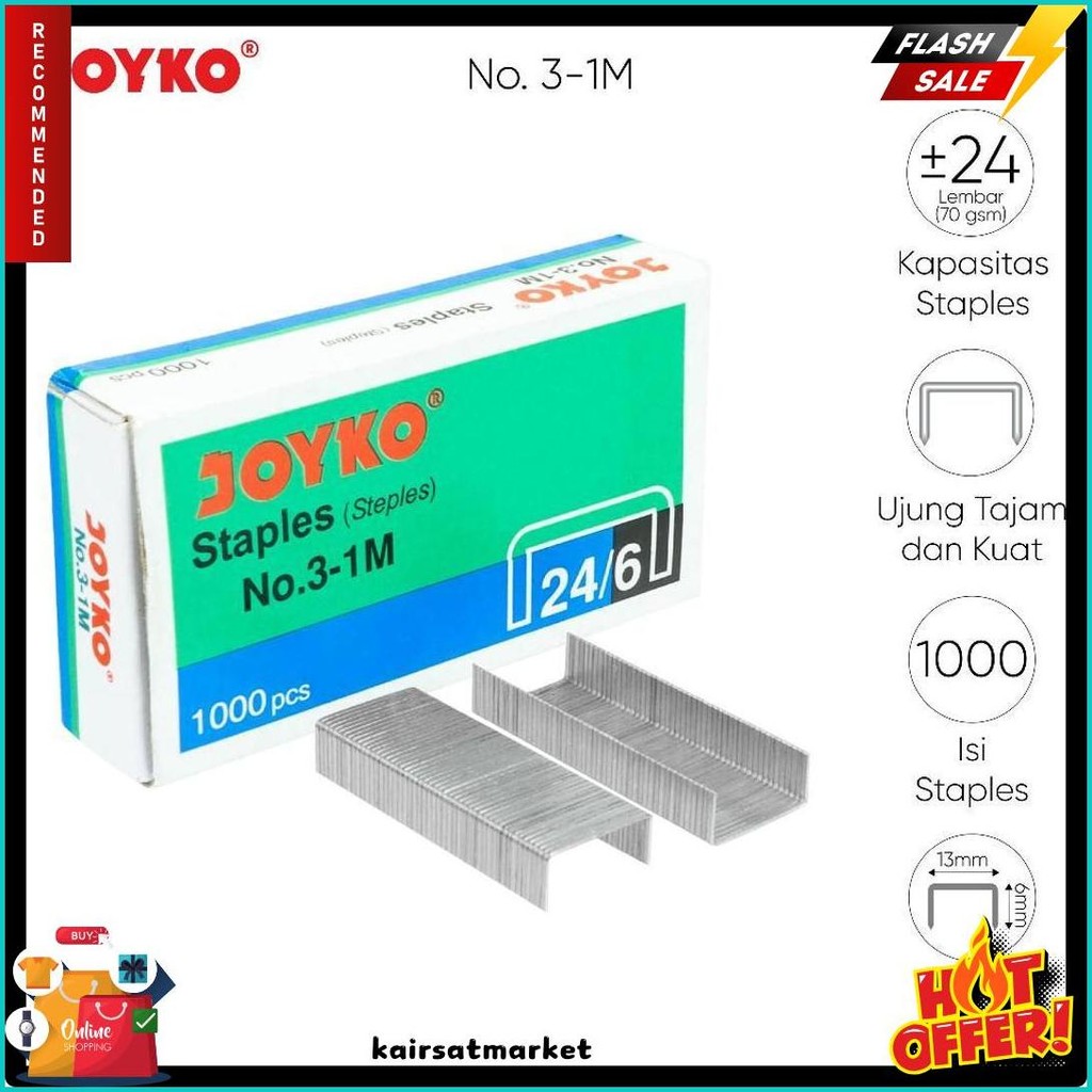 

Joyko Staples No.3 Isi Stepler Besar Hekter Joyko No.3-1M [20Pcs] Diskon