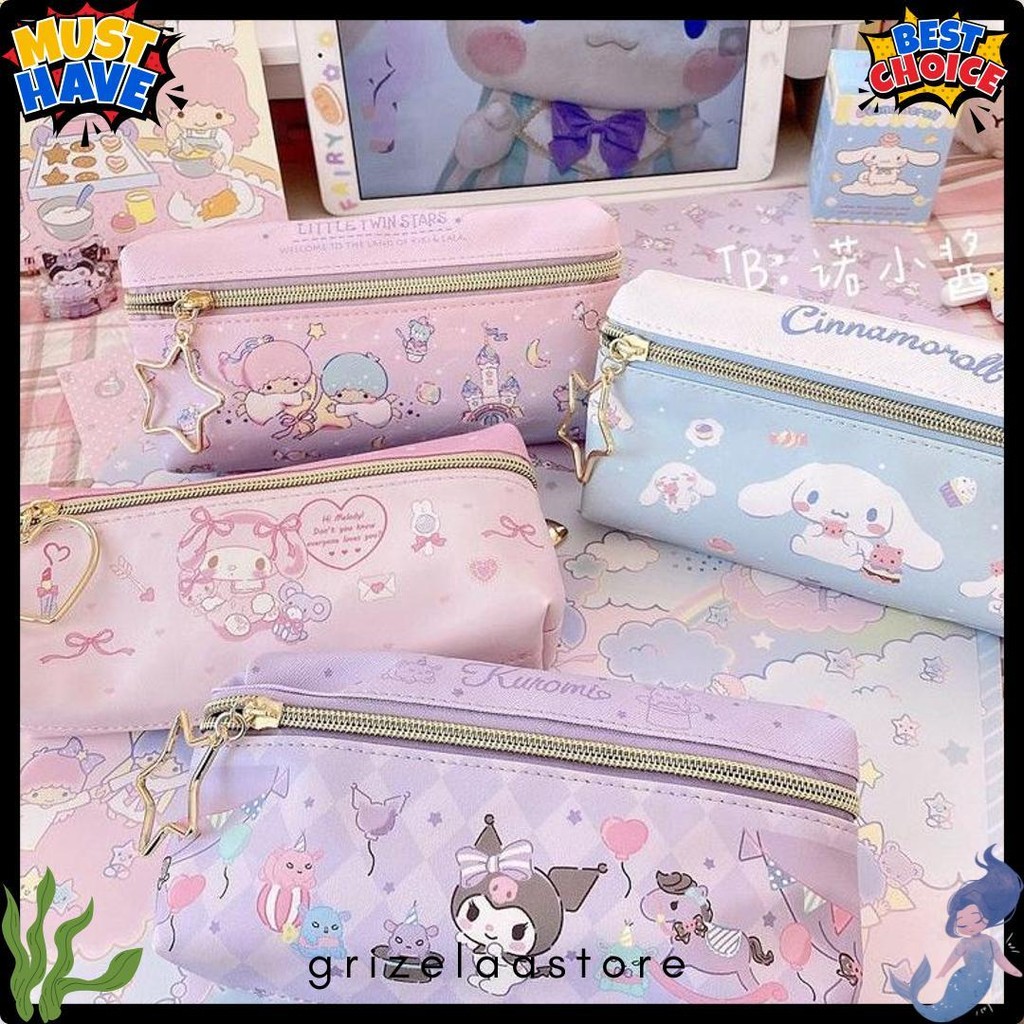 

Tempat Pensil Terbaru 2 Sisi / Kotak Pensil Sanrio Terbaru /Pencil Case Cinnamoroll Kueomi Melody 2 Sekat Diskon