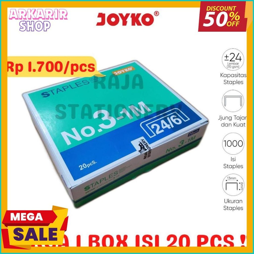 

Joyko Staples No.3 Isi Stepler Besar Hekter Joyko No.3-1M [20Pcs] Terlengkap Dan Termurah