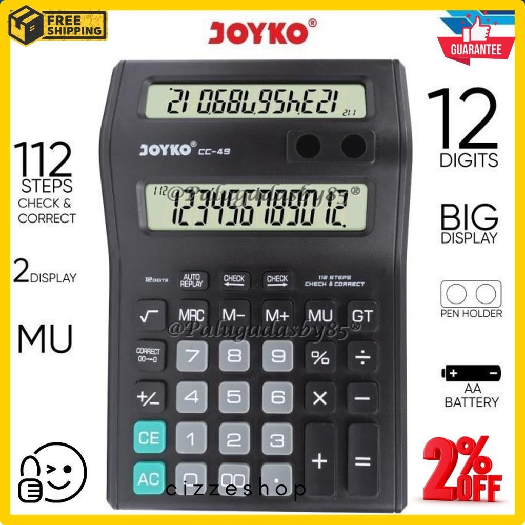 

Kalkulator Joyko Cc-49 12 Digits 2 Display (1 Biji) / Calculator Joyko Cc-49 / Joyko Cc 49 / Cc49 Diskon Setengah Harga