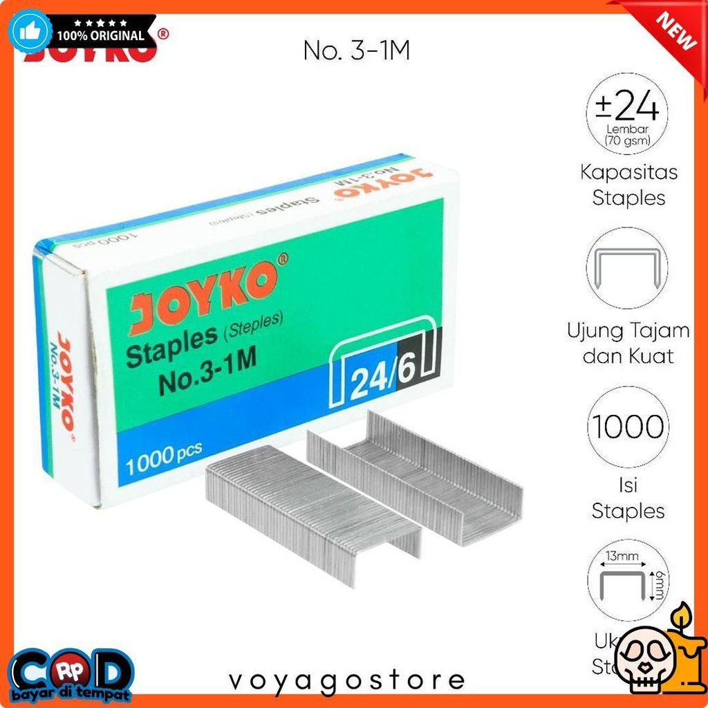 

Joyko Staples No.3 Isi Stepler Besar Hekter Joyko No.3-1M [20Pcs] Flash Sale! Diskon Hingga 70%