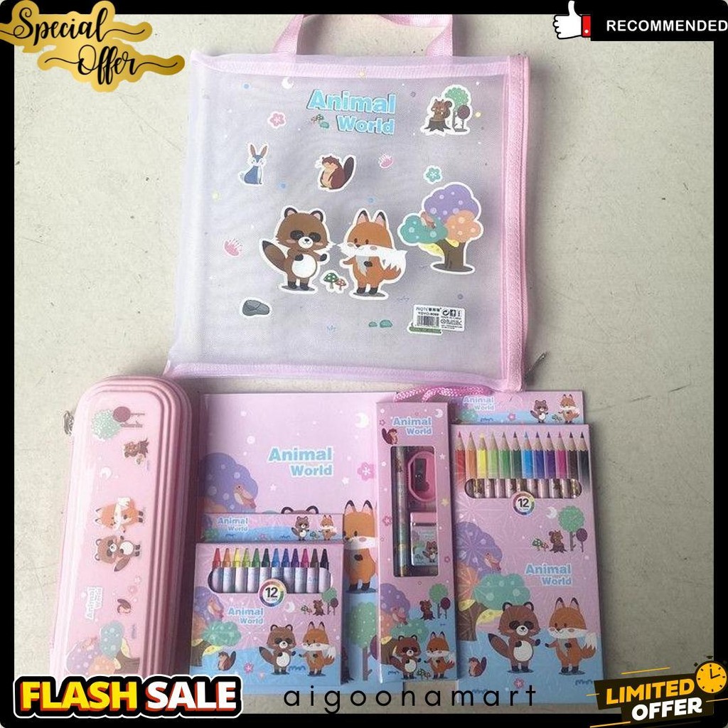 

[Serbalakuofficial](Ktps.11)Kotak Pensil Sett / Study Set Stationery Set Alat Tulis Sekolah Anak Set Atk Motif Flash Sale! Diskon Hingga 70%