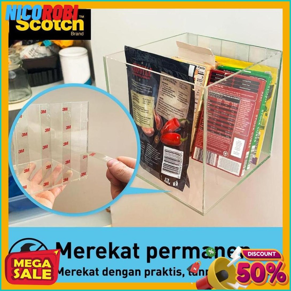 

3M Scotch Double Sided-Mounting Tape, Menahan Hingga 3.3Kg, 1 Pc, Transparan, Untuk Pengunaan Dalam Ruangan Diskon Setengah Harga