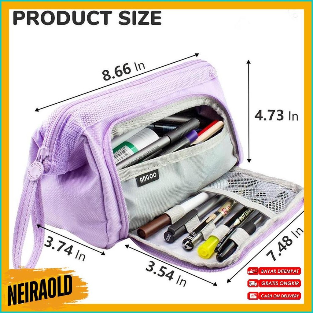 

[Cod] Angoo Super Large Capacity Pencil Case Kawaii Korean Pencil Cases Aesthetic Stationery Office Desk Storage Bag For Girls School Supplies Terlaris! Produk Ini Banyak Dicari