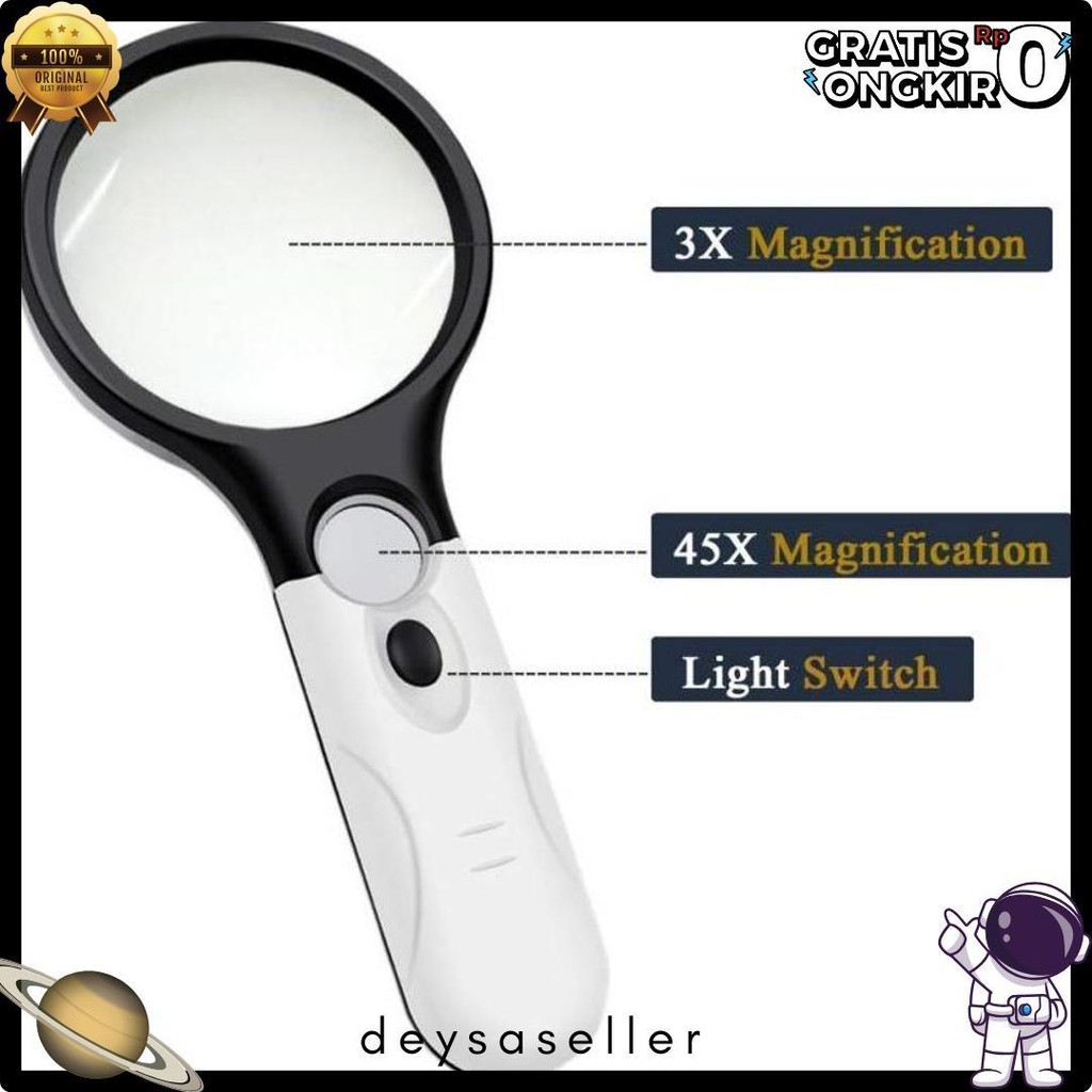 

2 In1 Lampu Kaca Pembesar Led Membaca Magnifying Glass Dengan Lampu Diskon
