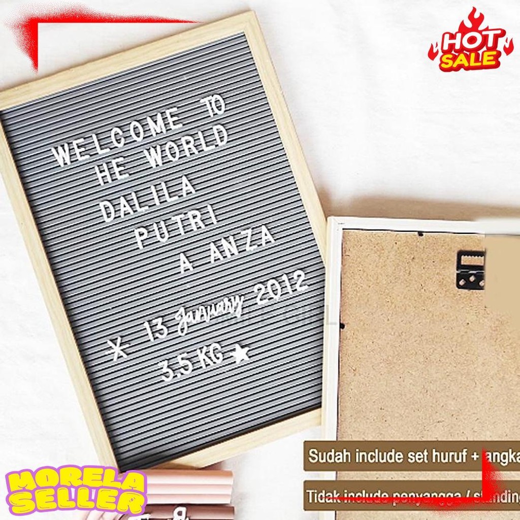 

Letter Board Baby Include Huruf/ Felt Letter Board Set / Letter Board/Papan Nama Bayi /Papan Menu / Dekorasi Rumah Viral 30*40 Cm Terlaris! Produk Ini Banyak Dicari