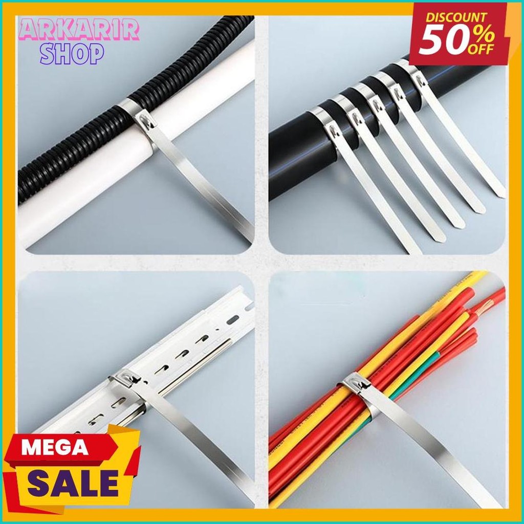 

50Pcs 15/20/30Cm Kabel Ties Stainless Steel Cable Ties Kabel Tis Steel 304 Terlaris! Produk Ini Banyak Dicari